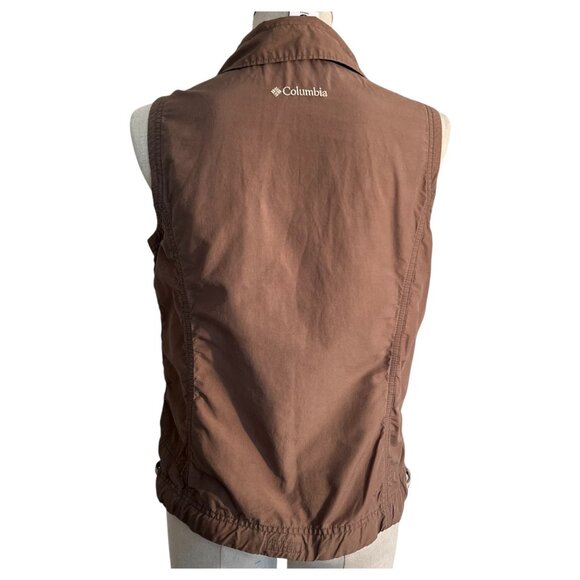 Columbia Vest Womens Omni-Shade Brown Size Small Full Zip Up Drawstrings Hiking - Picture 3 of 9
